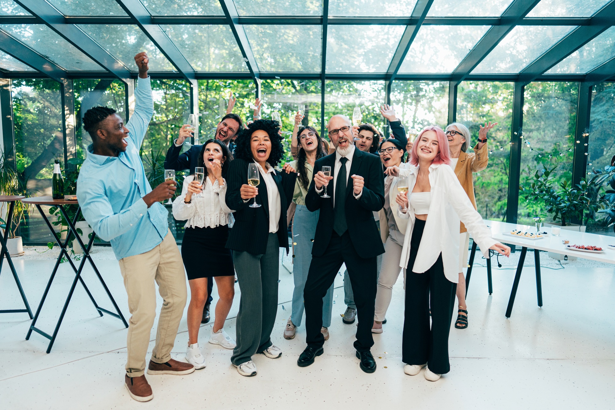 Businessmen and businesswomen making a corporate party