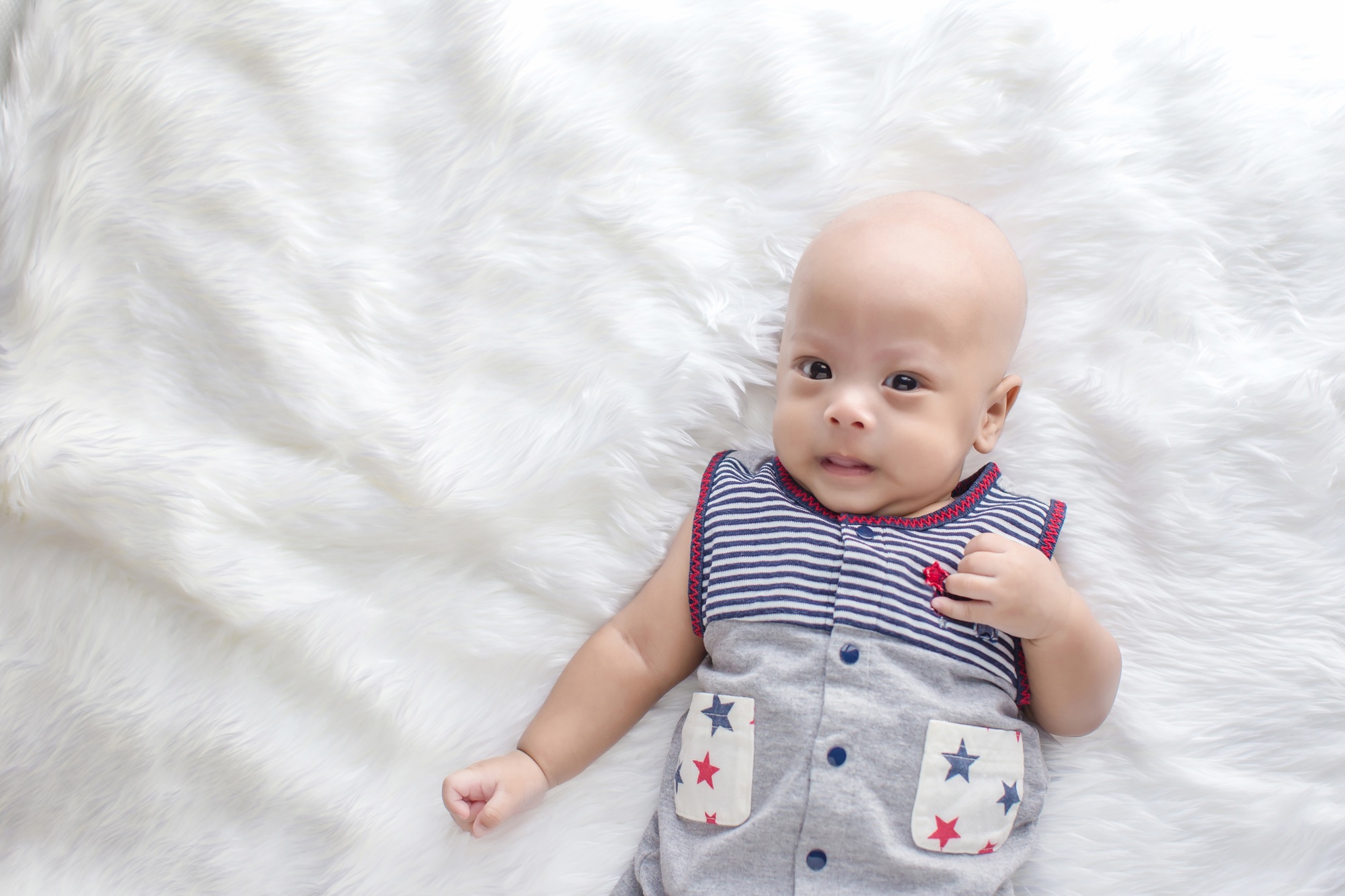 Cute baby boy is shooting in the studio.